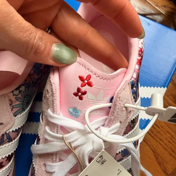 adidas Pink Floral Lace-Up Sneakers - Picture 7 of 9